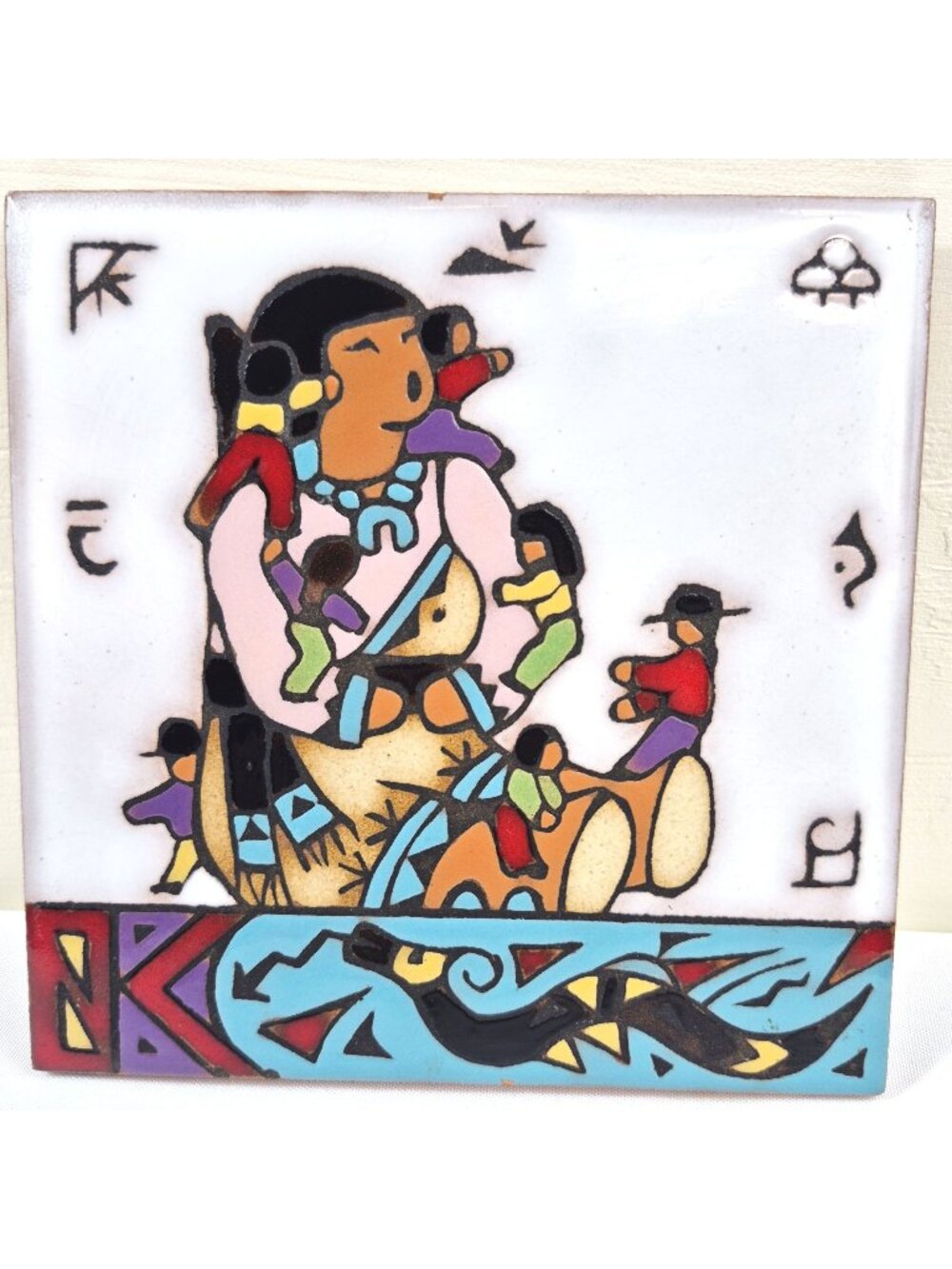 Mag Mor Studios Santa Fe NM Hand Painted Southwestern Art Tile Trivet Coaster